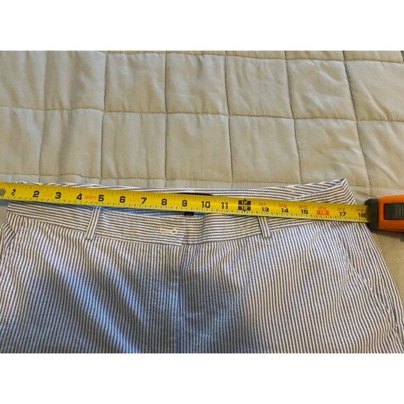 Talbots Women’s Pants Size 12 Blue White Striped Seersucker Cropped Capris Stret - Picture 3 of 10